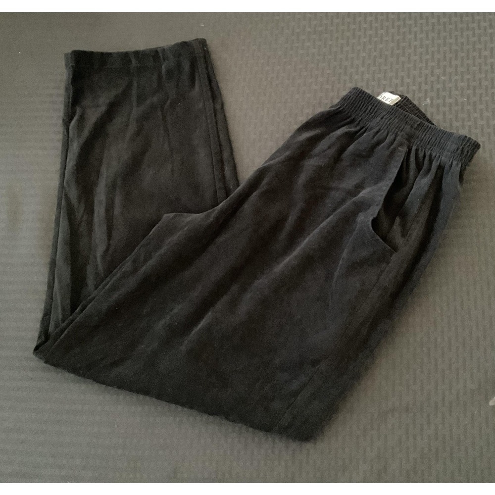 Koret Sweatpants Womens 12 Black Velour Pull On Elastic Waist Pockets Casual